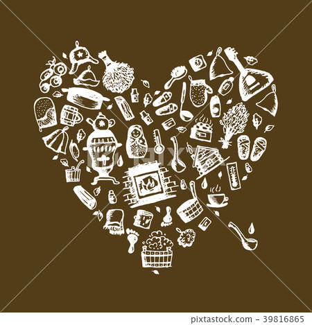 Russian sauna, heart shape for your design 39816865