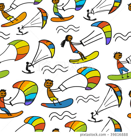 Kiteboarding, seamless pattern for your design Kiteboarding, seamless pattern for your design 39816888