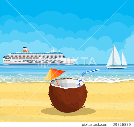 Paradise beach of the sea with yachts Paradise beach of the sea with yachts 39816889