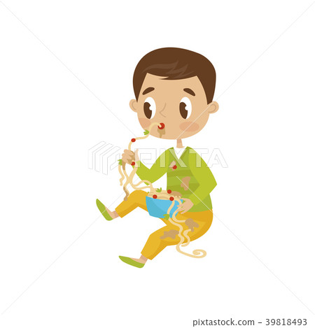 Cute boy eating messy, hoodlum cheerful kid, bad Cute boy eating messy, hoodlum cheerful kid, bad 39818493