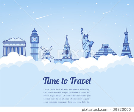 Travel composition with famous world landmarks 39820000