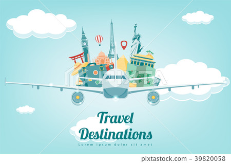 Travel composition with famous world landmarks 39820058