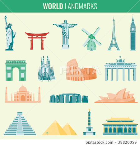 Famous World Landmarks. Travel and Tourism concept 39820059