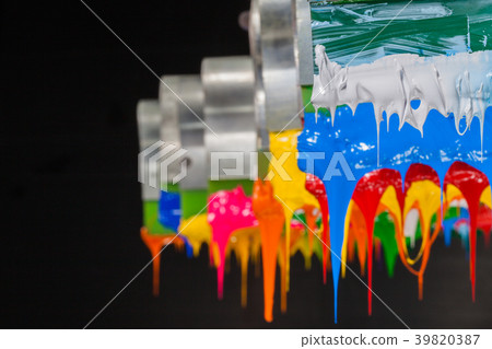 colorful ink flow down from printer handle colorful ink flow down from printer handle 39820387