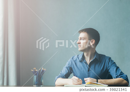 businessman caucasians sitting at desk office businessman caucasians sitting at desk office 39821341