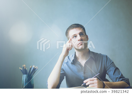 businessman caucasians sitting at desk office businessman caucasians sitting at desk office 39821342