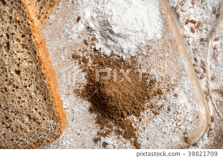 Rye bread on malt and flour, lies on the table 39821709