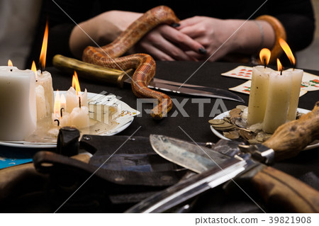 snake crawls to the table in front of the witch snake crawls to the table in front of the witch 39821908