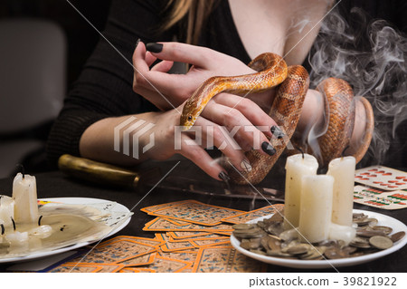A woman will hold her hand to a snake 39821922