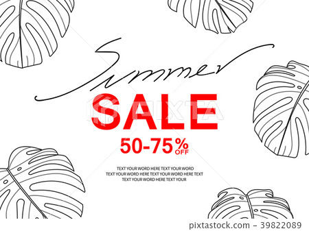 Banner template for summer sale with monstera. Banner template for summer sale with monstera. 39822089