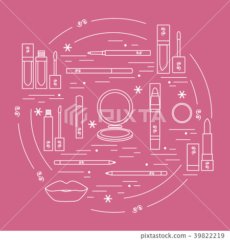different lip make-up tools arranged in a circle 39822219