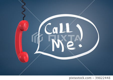 3d rendering of a red retro phone handle hanging 39822448