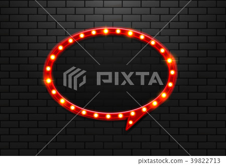 frame light retro circle balloon on brick 39822713