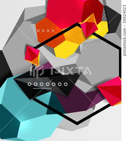 Color 3d geometric composition poster Color 3d geometric composition poster 39824023