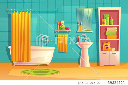 Vector bathroom interior, room with furniture 39824621