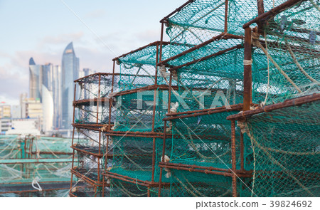 Traps for crabs lay in fishing port of Busan Traps for crabs lay in fishing port of Busan 39824692