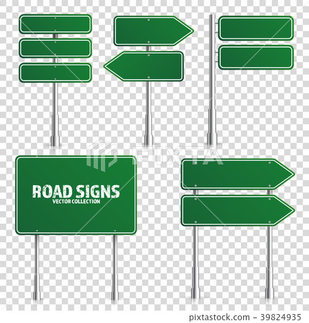 Road green traffic sign. Blank board with place - Stock Illustration ...