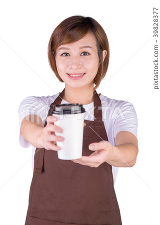 對焦點女工的一杯女服務員安藤卓郎（Asushi Takuro），一杯咖啡 39828377