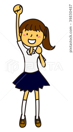 Girl student pushing up summer fist Girl student pushing up summer fist 39830487