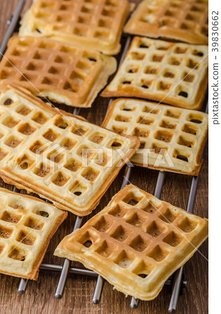 Waffles with bananas, nuts and chocolate 39830662