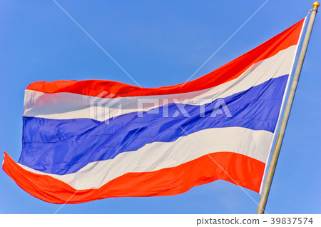 Flag of Thailand against blue sky Flag of Thailand against blue sky 39837574