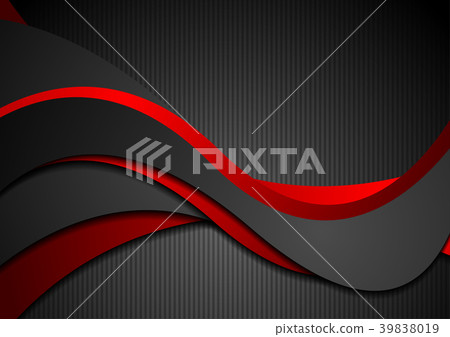 Red and black abstract waves on striped background - Stock Illustration ...