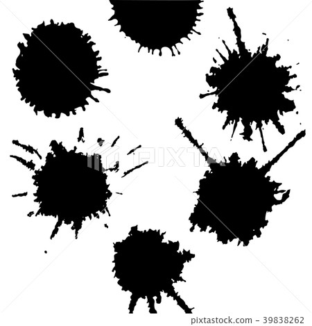 Black ink paint spots. Drops texture isolated on 39838262