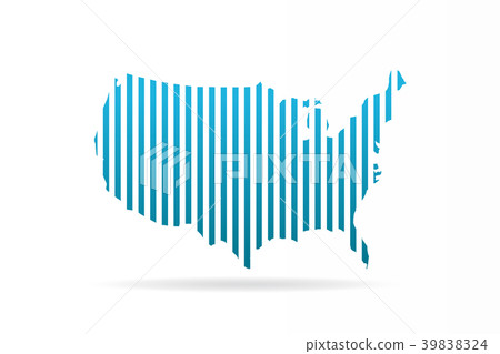 USA United States Stripes Map. Vector Graphic USA United States Stripes Map. Vector Graphic 39838324