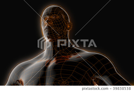 Black plastic robot with a glowing frame shell Black plastic robot with a glowing frame shell 39838538