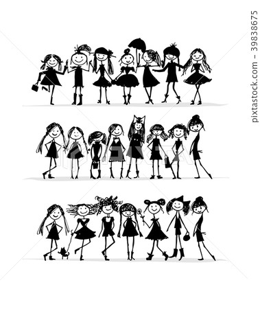 Fashion girls collection, sketch for your design 39838675