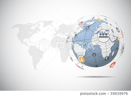 Global network connection. World map point 39839976