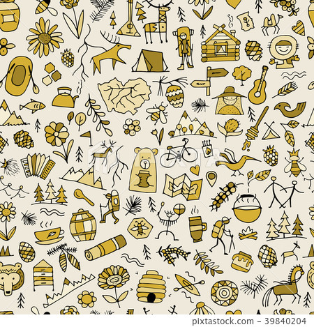Mountain tourism set, seamless pattern for your Mountain tourism set, seamless pattern for your 39840204