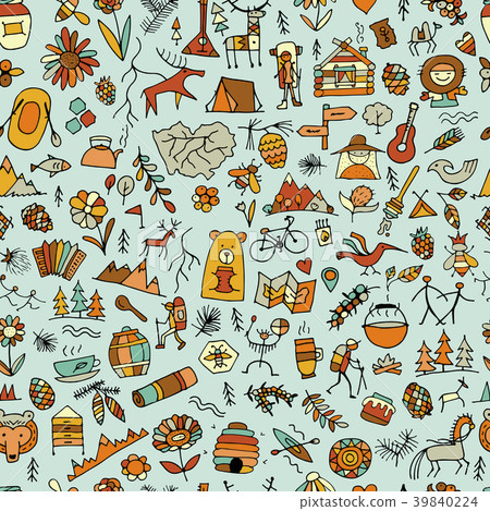 Mountain tourism set, seamless pattern for your Mountain tourism set, seamless pattern for your 39840224