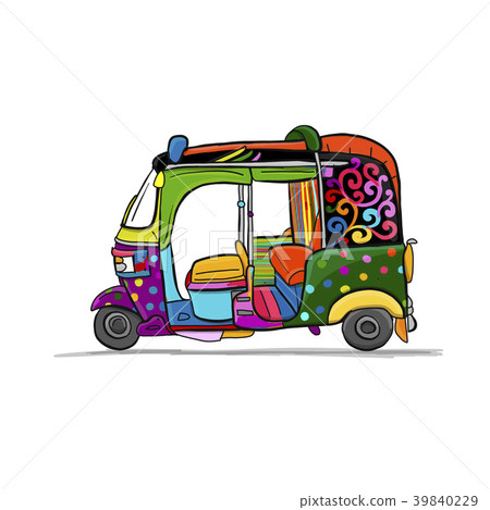 Tuktuk, motorbike asian taxi. Sketch for your Tuktuk, motorbike asian taxi. Sketch for your 39840229