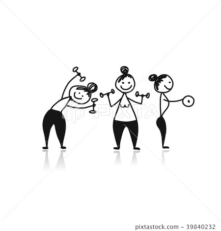 Girls doing sport exercises, sketch for your Girls doing sport exercises, sketch for your 39840232