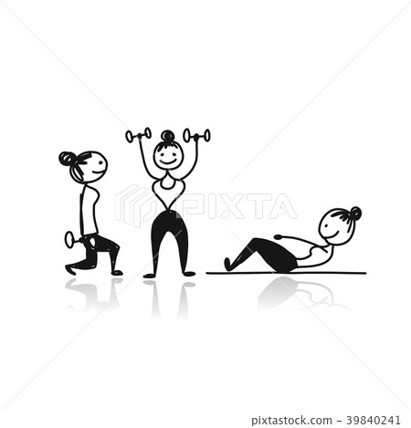 Girls doing sport exercises, sketch for your Girls doing sport exercises, sketch for your 39840241