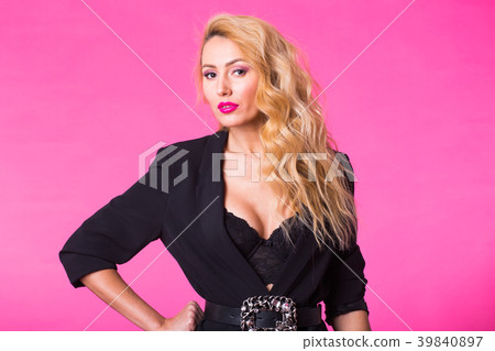 Fashion portrait of elegant young woman with curly Fashion portrait of elegant young woman with curly 39840897