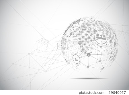 Global network connection. World map point 39840957