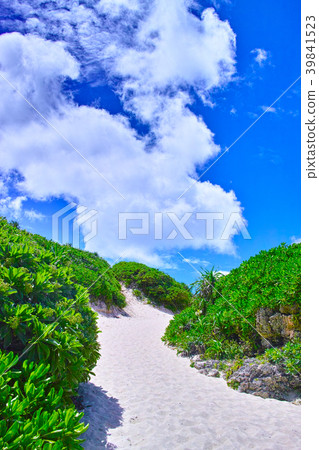 Miyakojima in midsummer. Sand slope down to Sunayama beach 39841523