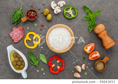 The ingredients for homemade pizza . The ingredients for homemade pizza . 39841651