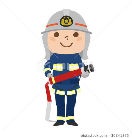 Illustration of a male fire brigade practicing with a hose. Illustration of a male fire brigade practicing with a hose. 39841825
