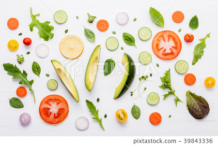 Food pattern with raw ingredients of salad. Food pattern with raw ingredients of salad. 39843336