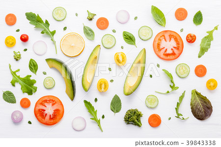 Food pattern with raw ingredients of salad. Food pattern with raw ingredients of salad. 39843338