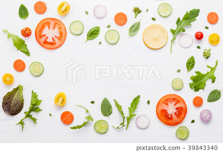 Food pattern with raw ingredients of salad. Food pattern with raw ingredients of salad. 39843340