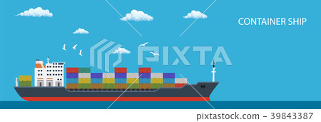 Cargo container ship transports containers 39843387