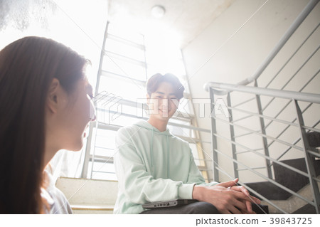 College student couple on campus College student couple on campus 39843725