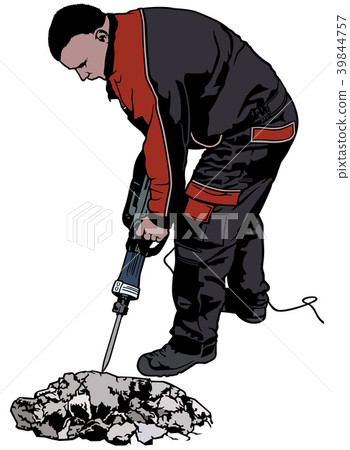 Worker with Pneumatic Hammer Worker with Pneumatic Hammer 39844757