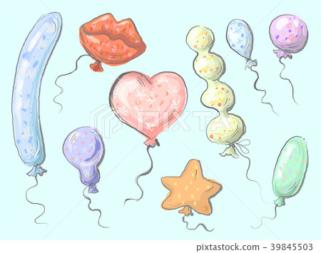 Balloons different cute set lips heart star pear Balloons different cute set lips heart star pear 39845503