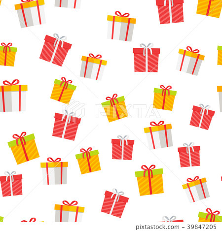 Colorful Giftboxes Vector Cartoon Seamless Pattern 39847205