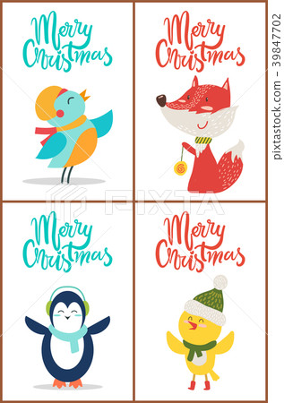 Merry Christmas Banners Set on Vector Illustration Merry Christmas Banners Set on Vector Illustration 39847702